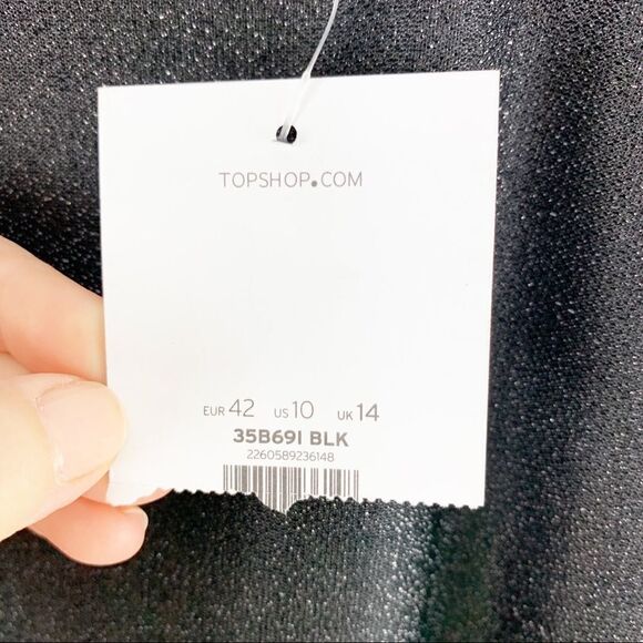 TOPSHOP Black Tinsel Sparkly Wrap Dress LBD - Picture 10 of 16